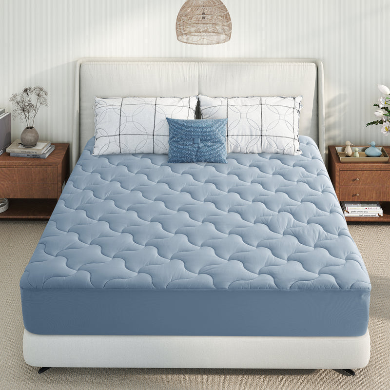 INGALIK Premium 400TC Quilted Mattress Pad, Cooling Breathable Topper, Fitted Thickened Protector, 8-21" Deep Pocket
