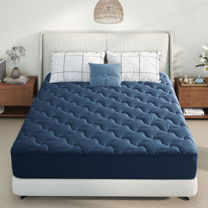 INGALIK Premium 400TC Quilted Mattress Pad, Cooling Breathable Topper, Fitted Thickened Protector, 8-21" Deep Pocket