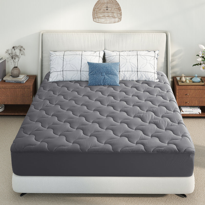 INGALIK Premium 400TC Quilted Mattress Pad, Cooling Breathable Topper, Fitted Thickened Protector, 8-21" Deep Pocket