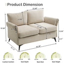 INGALIK 45" Modern Loveseat Sofa, 2 Seater Fabric Sofa Couch with Removable Upholstered, Tapered Metal Legs, Deep Seated Sofa for Small Space, Living Room, Apartment, Beige