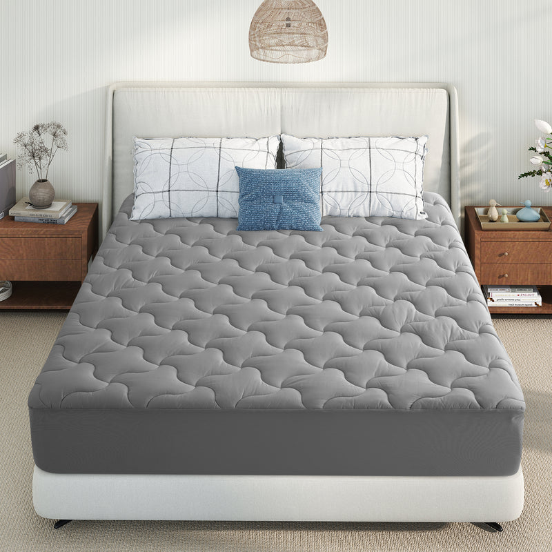 INGALIK Premium 400TC Quilted Mattress Pad, Cooling Breathable Topper, Fitted Thickened Protector, 8-21" Deep Pocket