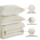 INGALIK  Sherpa Comforter Set, Soft Quilted Down Alternative Comforter Reversible Duvet with 2 Pillowcases, Plush Warm Fall Winter 3 Piece Bedding Sets