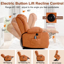 INGALIK Power Lift Recliner Chair Dual Motor, Electric Leather Recliner for Elderly with Heat and Massage, Lay Flat Assist Recliner with Side Pocket, Cup Holders