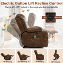 INGALIK Power Lift Recliner Chair Dual Motor, Electric Leather Recliner for Elderly with Heat and Massage, Lay Flat Assist Recliner with Side Pocket, Cup Holders