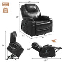 INGALIK Leather Power Lift Recliner for Elderly, Massage Electric Recliner Chairs with Heat, USB Ports, 2 Cup Holders, Easy to Reach Side Button, Brown
