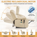 INGALIK 41" Breathable Leather Dual Motor Power Lift Recliner Chair With Heating And Massage, Lay Flat Electric Recliner Lift Assist Recliner For The Elderly