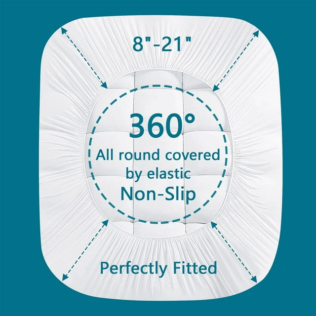INGALIK Mattress Topper, 400TC Extra Thick Cooling Mattress Pad, Fluffy Soft Pillow Top Mattress Cover Stretches up 8-21" Deep Pocket, Pressure Relief, Hypoallergenic