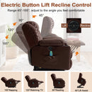 INGALIK Power Lift Recliner Chair Dual Motor, Electric Leather Recliner for Elderly with Heat and Massage, Lay Flat Assist Recliner with Side Pocket, Cup Holders