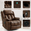 INGALIK Power Lift Recliner Chair Dual Motor, Electric Leather Recliner for Elderly with Heat and Massage, Lay Flat Assist Recliner with Side Pocket, Cup Holders