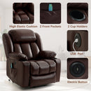 INGALIK Power Lift Recliner Chair Dual Motor, Electric Leather Recliner for Elderly with Heat and Massage, Lay Flat Assist Recliner with Side Pocket, Cup Holders