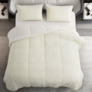 INGALIK  Sherpa Comforter Set, Soft Quilted Down Alternative Comforter Reversible Duvet with 2 Pillowcases, Plush Warm Fall Winter 3 Piece Bedding Sets