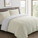 INGALIK  Sherpa Comforter Set, Soft Quilted Down Alternative Comforter Reversible Duvet with 2 Pillowcases, Plush Warm Fall Winter 3 Piece Bedding Sets