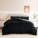 INGALIK  Sherpa Comforter Set, Soft Quilted Down Alternative Comforter Reversible Duvet with 2 Pillowcases, Plush Warm Fall Winter 3 Piece Bedding Sets