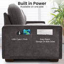 INGALIK Modern Modular Couch Sofa with Seats Storage, Sectional Couch with W/Deep Seat, Comfy Chenille Loveseat Sofa for Living Room, Side Pockets, USB Port, Removable Cover