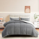 INGALIK  Sherpa Comforter Set, Soft Quilted Down Alternative Comforter Reversible Duvet with 2 Pillowcases, Plush Warm Fall Winter 3 Piece Bedding Sets