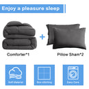 INGALIK Luxury Hotel-Style 3-Piece Queen Comforter Set, Hypoallergenic Quilted Down Alternative, All-Season Duvet Insert, Machine Washable, Corner Tabs