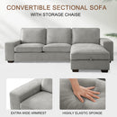 INGALIK 99" Sectional Sofa with Storage Chaise, Oversized L-Shaped Couch, Large Modern Chenille Sofa 3 Seat with Removable Cushion Covers USB Type-C Ports for Living Room