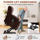 INGALIK Power Lift Recliner Chair Dual Motor, Electric Leather Recliner for Elderly with Heat and Massage, Lay Flat Assist Recliner with Side Pocket, Cup Holders