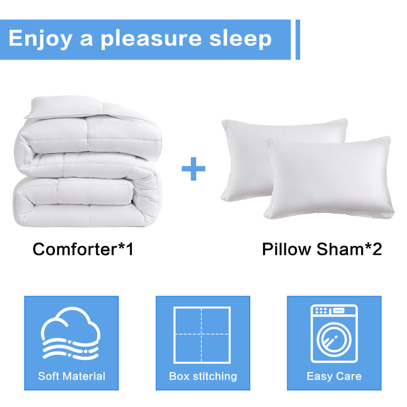 INGALIK Luxury Hotel-Style 3-Piece Queen Comforter Set, Hypoallergenic Quilted Down Alternative, All-Season Duvet Insert, Machine Washable, Corner Tabs