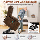 INGALIK Power Lift Recliner Chair Dual Motor, Electric Leather Recliner for Elderly with Heat and Massage, Lay Flat Assist Recliner with Side Pocket, Cup Holders