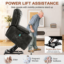 INGALIK Power Lift Recliner Chair Dual Motor, Electric Leather Recliner for Elderly with Heat and Massage, Lay Flat Assist Recliner with Side Pocket, Cup Holders