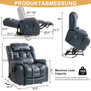 INGALIK Power Lift Recliner Chair Dual Motor, Electric Leather Recliner for Elderly with Heat and Massage, Lay Flat Assist Recliner with Side Pocket for Living Room