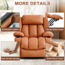 INGALIK Power Lift Recliner Chair Dual Motor, Electric Leather Recliner for Elderly with Heat and Massage, Lay Flat Assist Recliner with Side Pocket, Cup Holders