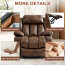 INGALIK Power Lift Recliner Chair Dual Motor, Electric Leather Recliner for Elderly with Heat and Massage, Lay Flat Assist Recliner with Side Pocket, Cup Holders