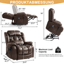 INGALIK Power Lift Recliner Chair Dual Motor, Electric Leather Recliner for Elderly with Heat and Massage, Lay Flat Assist Recliner with Side Pocket for Living Room