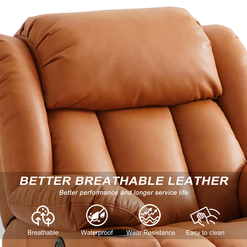 INGALIK Power Lift Recliner Chair Dual Motor, Electric Leather Recliner for Elderly with Heat and Massage, Lay Flat Assist Recliner with Side Pocket, Cup Holders