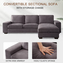 INGALIK 99" Sectional Sofa with Storage Chaise, Oversized L-Shaped Couch, Large Modern Chenille Sofa 3 Seat with Removable Cushion Covers USB Type-C Ports for Living Room