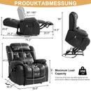 INGALIK Power Lift Recliner Chair Dual Motor, Electric Leather Recliner for Elderly with Heat and Massage, Lay Flat Assist Recliner with Side Pocket for Living Room