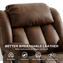 INGALIK Power Lift Recliner Chair Dual Motor, Electric Leather Recliner for Elderly with Heat and Massage, Lay Flat Assist Recliner with Side Pocket, Cup Holders