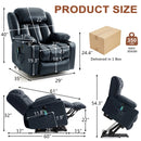 INGALIK Power Lift Recliner Chair Dual Motor, Electric Leather Recliner for Elderly with Heat and Massage, Lay Flat Assist Recliner with Side Pocket, Cup Holders