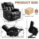 INGALIK Power Lift Recliner Chair Dual Motor, Electric Leather Recliner for Elderly with Heat and Massage, Lay Flat Assist Recliner with Side Pocket, Cup Holders