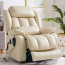 INGALIK Power Lift Recliner Chair Dual Motor, Electric Leather Recliner for Elderly with Heat and Massage, Lay Flat Assist Recliner with Side Pocket for Living Room