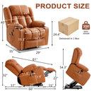 INGALIK Power Lift Recliner Chair Dual Motor, Electric Leather Recliner for Elderly with Heat and Massage, Lay Flat Assist Recliner with Side Pocket, Cup Holders