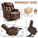 INGALIK Power Lift Recliner Chair Dual Motor, Electric Leather Recliner for Elderly with Heat and Massage, Lay Flat Assist Recliner with Side Pocket, Cup Holders