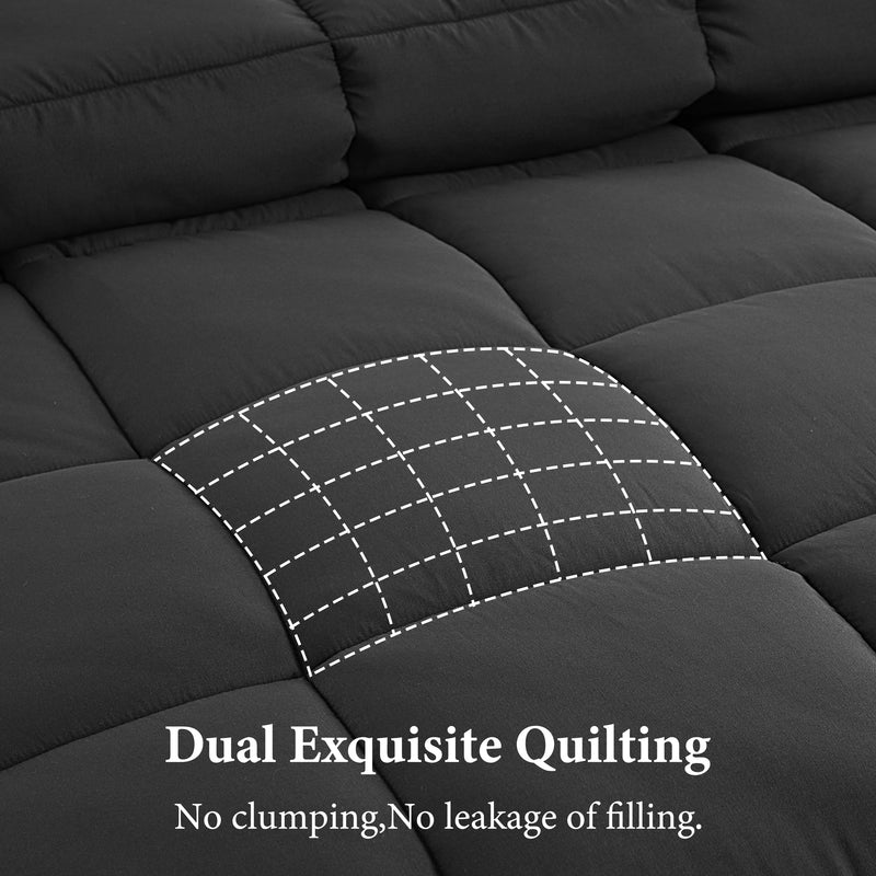 INGALIK Luxury Hotel-Style 3-Piece Queen Comforter Set, Hypoallergenic Quilted Down Alternative, All-Season Duvet Insert, Machine Washable, Corner Tabs