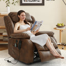 INGALIK 41" Breathable Leather Dual Motor Power Lift Recliner Chair With Heating And Massage, Lay Flat Electric Recliner Lift Assist Recliner For The Elderly