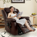 INGALIK 41" Breathable Leather Dual Motor Power Lift Recliner Chair With Heating And Massage, Lay Flat Electric Recliner Lift Assist Recliner For The Elderly