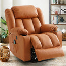 INGALIK Power Lift Recliner Chair Dual Motor, Electric Leather Recliner for Elderly with Heat and Massage, Lay Flat Assist Recliner with Side Pocket, Cup Holders