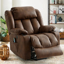 INGALIK Power Lift Recliner Chair Dual Motor, Electric Leather Recliner for Elderly with Heat and Massage, Lay Flat Assist Recliner with Side Pocket, Cup Holders