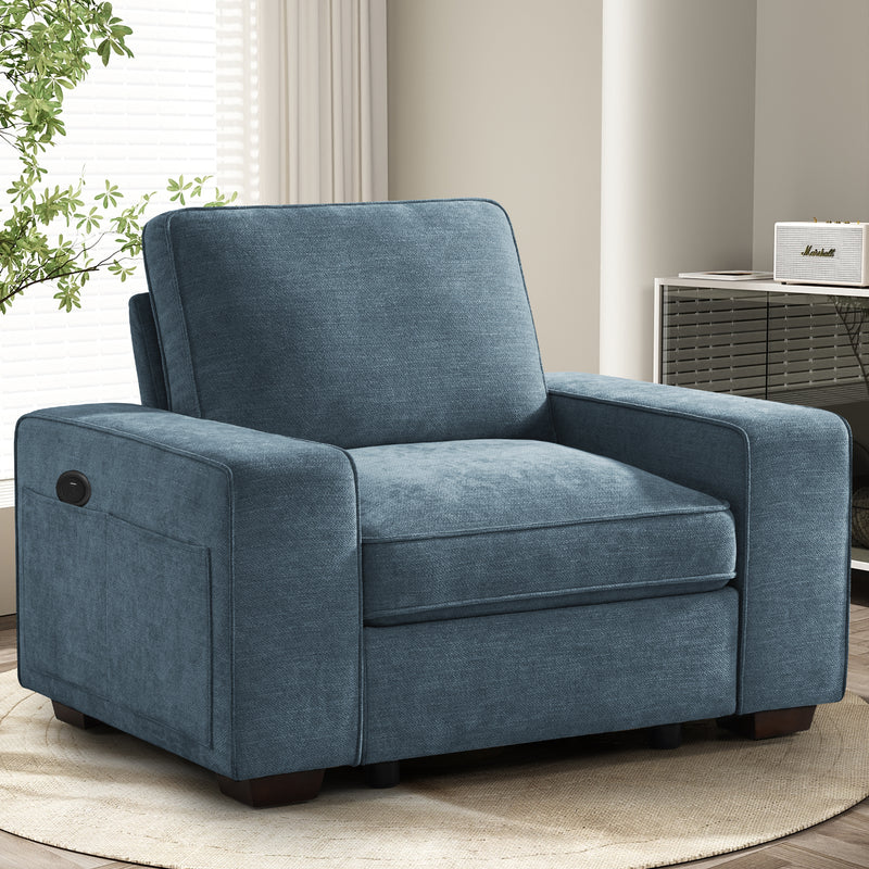 INGALIK Modern Modular Couch Sofa with Seats Storage, Sectional Couch with W/Deep Seat, Comfy Chenille Loveseat Sofa for Living Room, Side Pockets, USB Port, Removable Cover