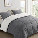 INGALIK  Sherpa Comforter Set, Soft Quilted Down Alternative Comforter Reversible Duvet with 2 Pillowcases, Plush Warm Fall Winter 3 Piece Bedding Sets