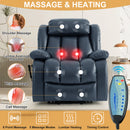 INGALIK 41" Breathable Leather Dual Motor Power Lift Recliner Chair With Heating And Massage, Lay Flat Electric Recliner Lift Assist Recliner For The Elderly