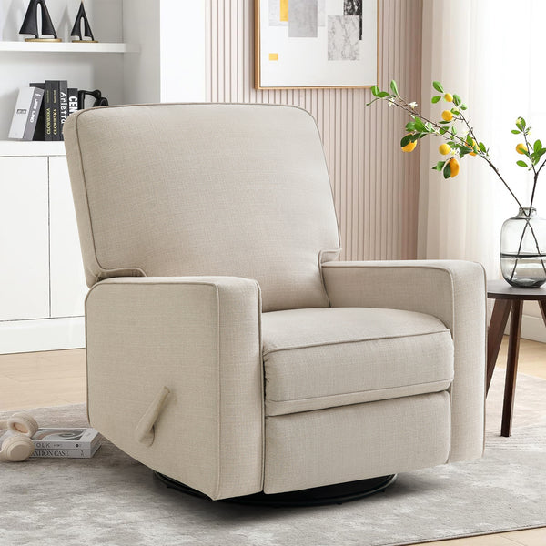 INGALIK 360 Degrees Swivel Rocker Recliner, Glider Rocking Chair Nursery, Fabric Single Sofa