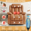 INGALIK 41" Breathable Leather Dual Motor Power Lift Recliner Chair With Heating And Massage, Lay Flat Electric Recliner Lift Assist Recliner For The Elderly