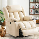 INGALIK Power Lift Recliner Chair Dual Motor, Electric Leather Recliner for Elderly with Heat and Massage, Lay Flat Assist Recliner with Side Pocket, Cup Holders