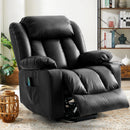 INGALIK Power Lift Recliner Chair Dual Motor, Electric Leather Recliner for Elderly with Heat and Massage, Lay Flat Assist Recliner with Side Pocket, Cup Holders